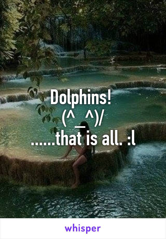 Dolphins! 
\(^_^)/
......that is all. :l