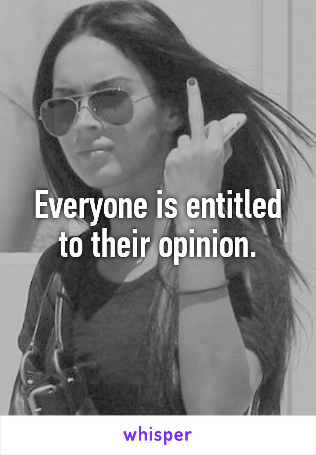 Everyone is entitled to their opinion.