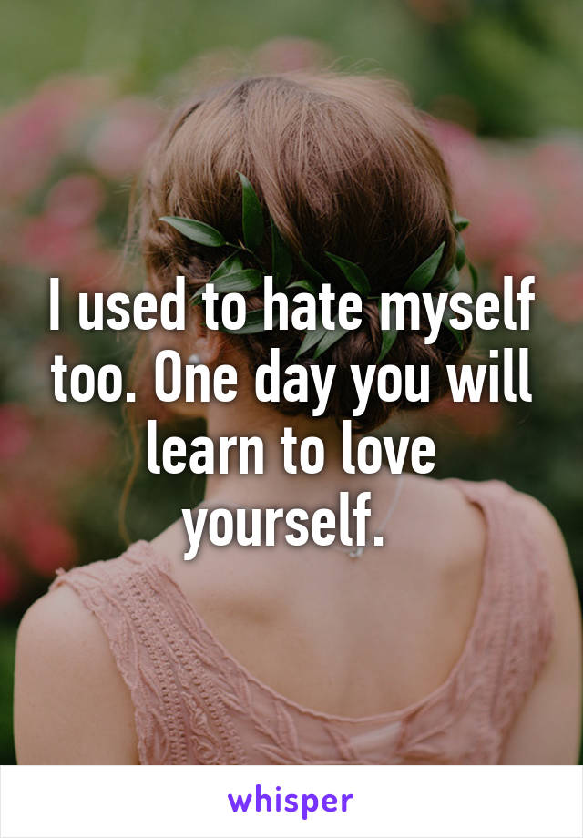 I used to hate myself too. One day you will learn to love yourself. 