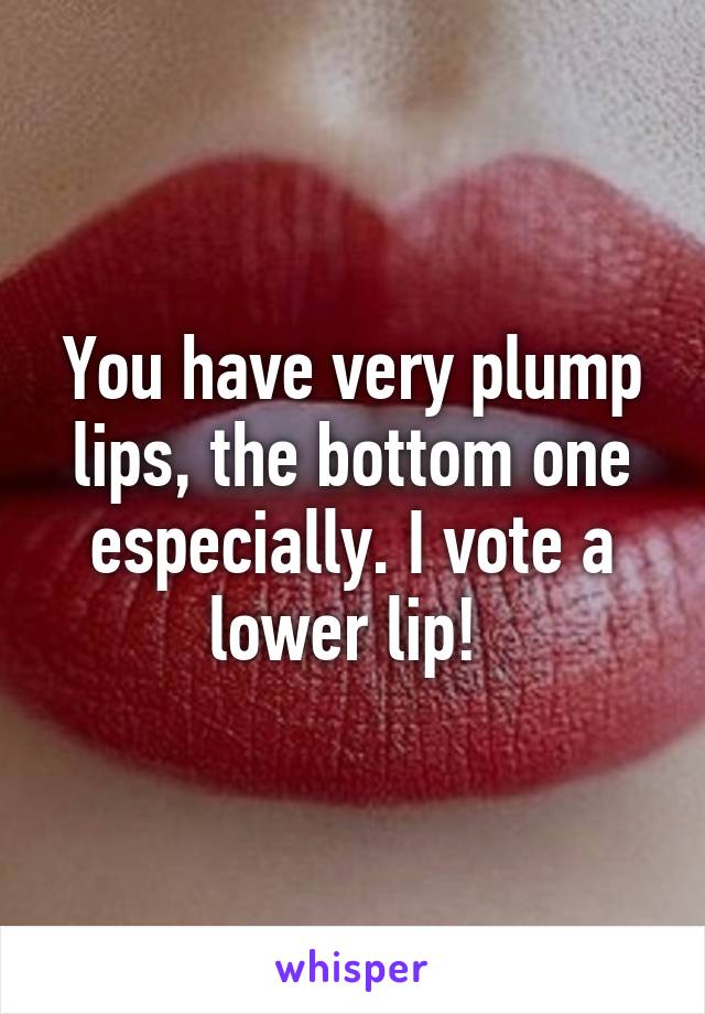 You have very plump lips, the bottom one especially. I vote a lower lip! 