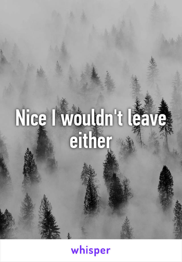 Nice I wouldn't leave either