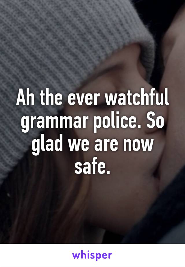 Ah the ever watchful grammar police. So glad we are now safe.