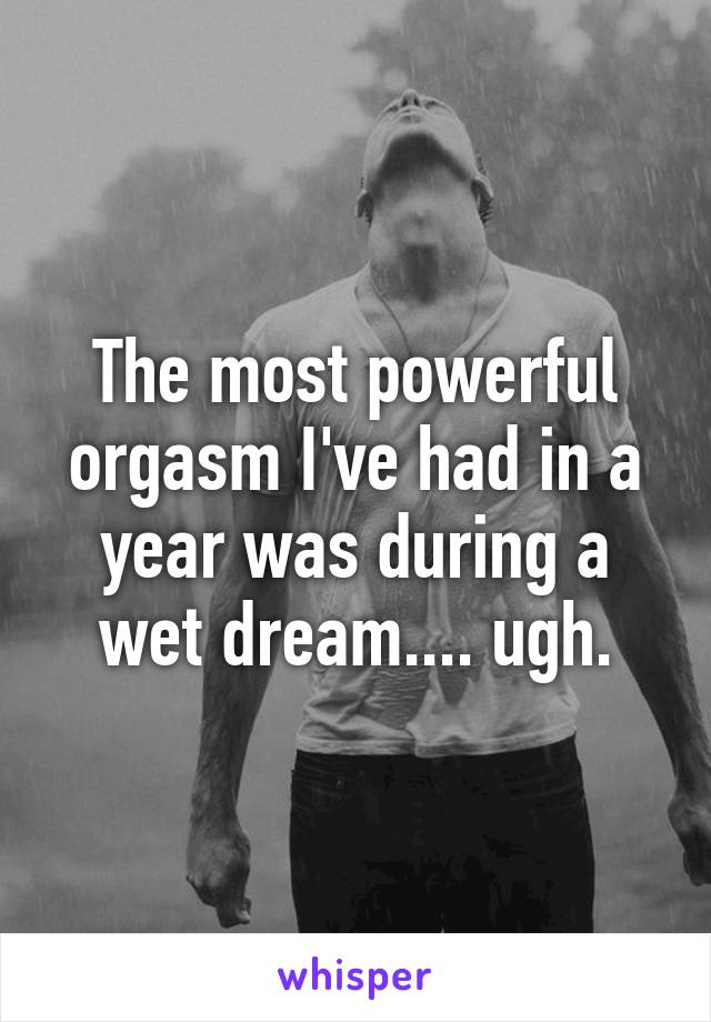 The most powerful orgasm I've had in a year was during a wet dream.... ugh.