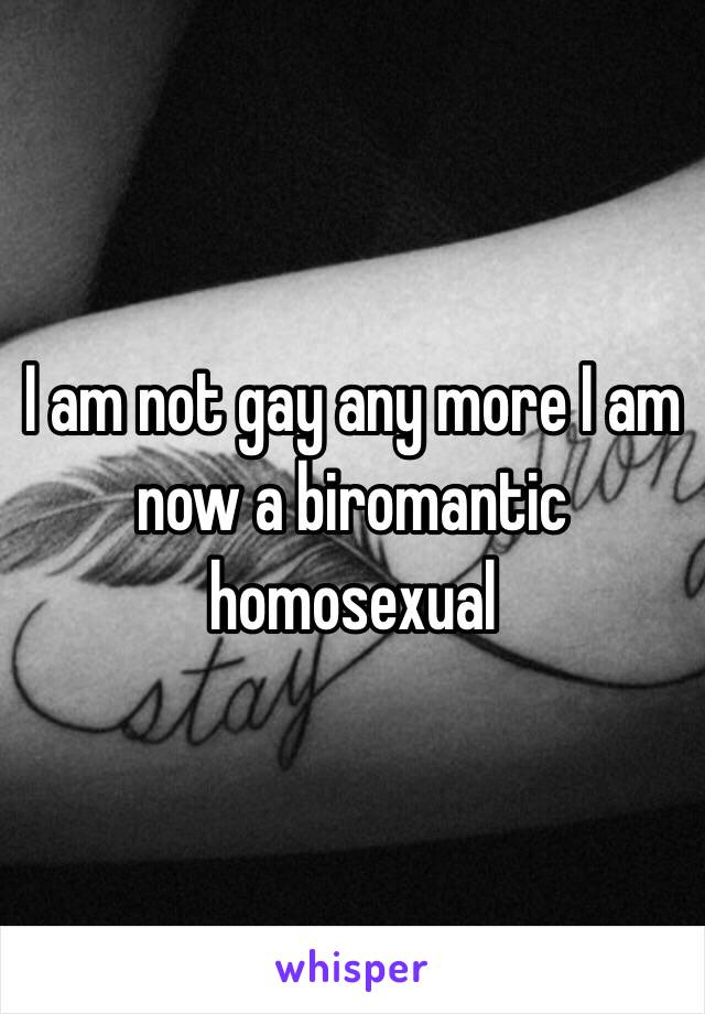 I am not gay any more I am now a biromantic homosexual 