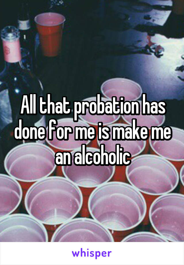 All that probation has done for me is make me an alcoholic