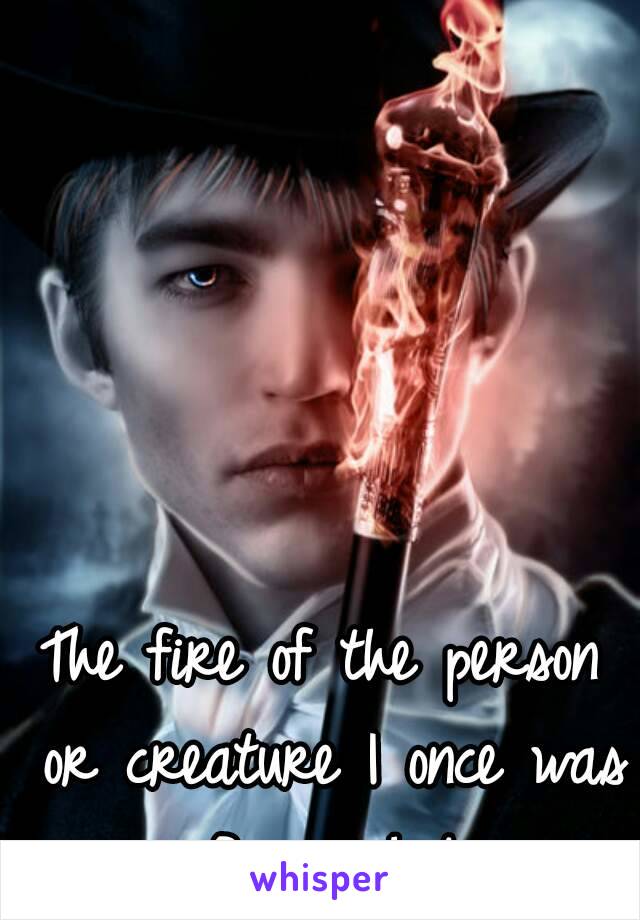 The fire of the person or creature I once was Burns hot