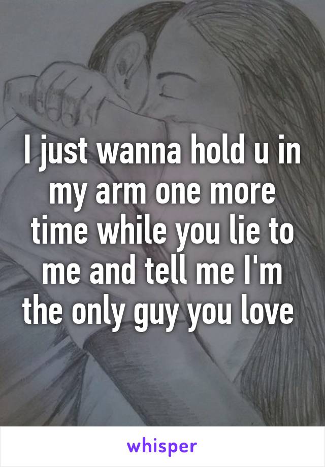 I just wanna hold u in my arm one more time while you lie to me and tell me I'm the only guy you love 