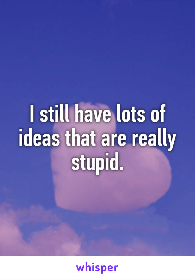 I still have lots of ideas that are really stupid.