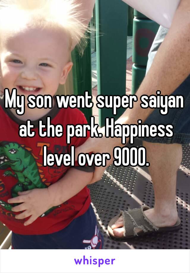 My son went super saiyan at the park. Happiness level over 9000.