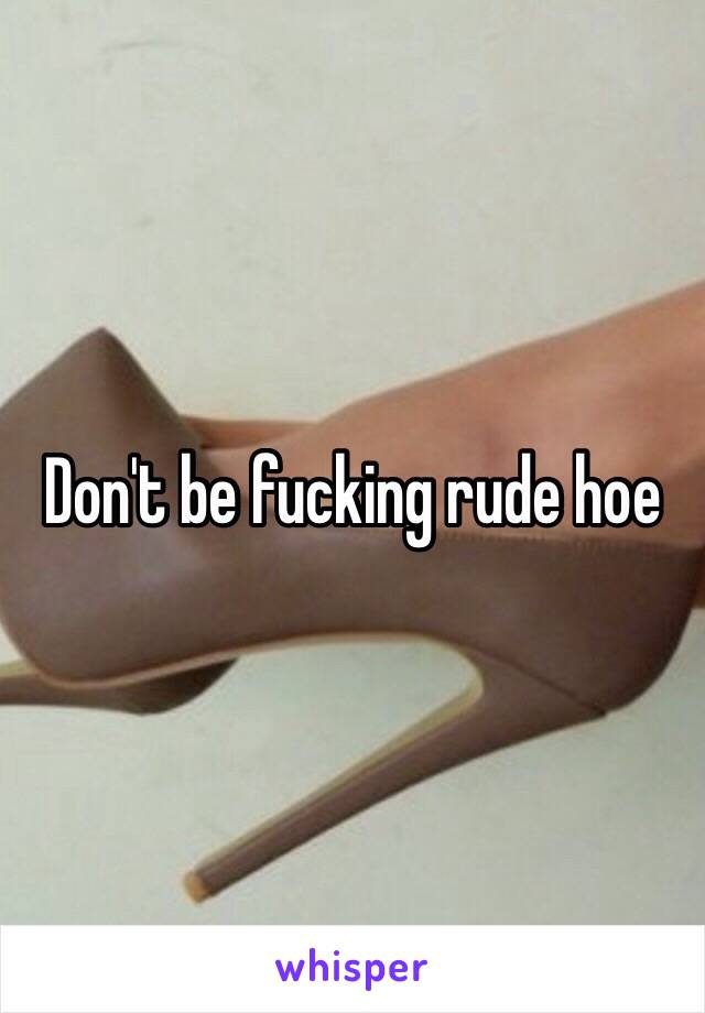 Don't be fucking rude hoe