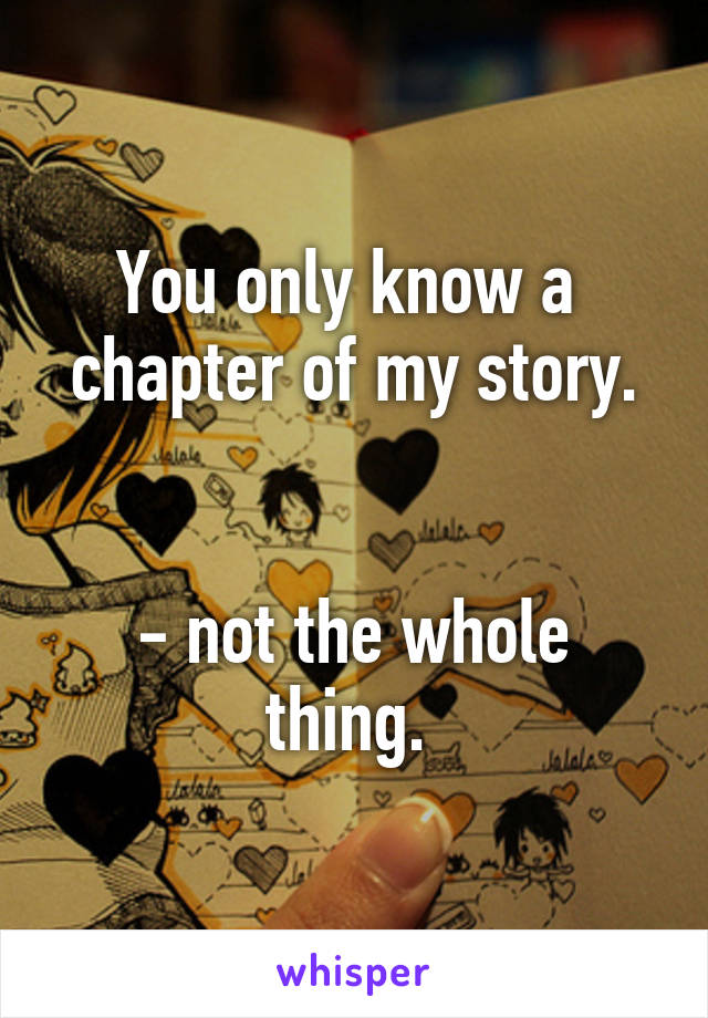 You only know a 
chapter of my story. 

- not the whole thing. 