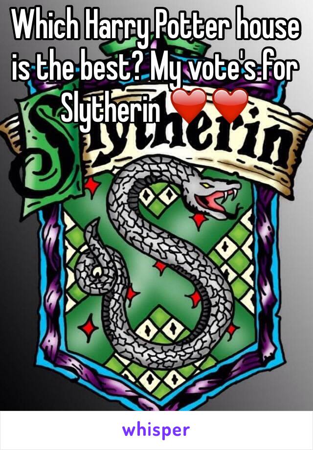 Which Harry Potter house is the best? My vote's for Slytherin ❤️❤️