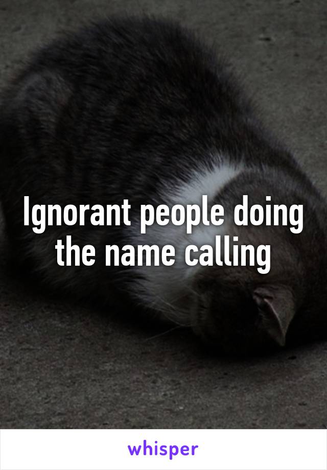 Ignorant people doing the name calling