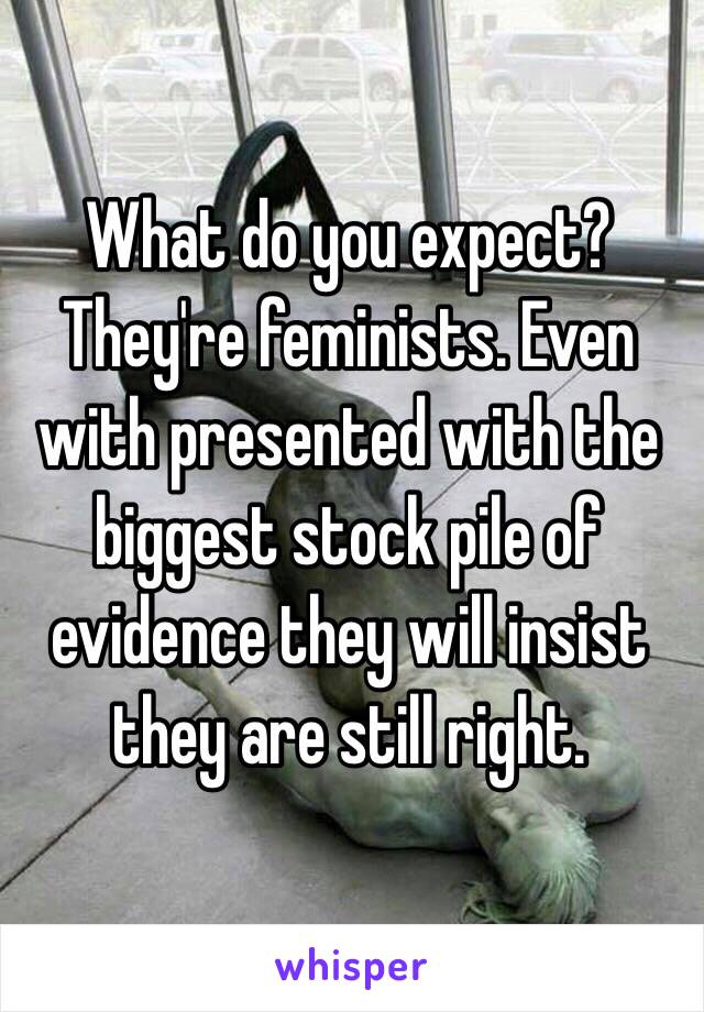 What do you expect? They're feminists. Even with presented with the biggest stock pile of evidence they will insist they are still right. 