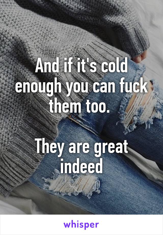 And if it's cold enough you can fuck them too. 

They are great indeed