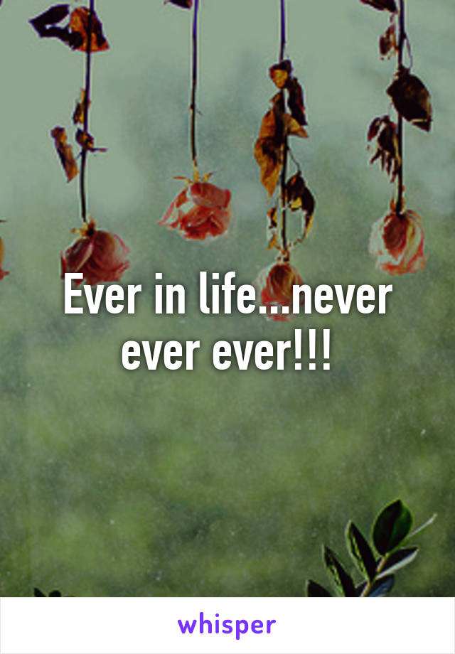 Ever in life...never ever ever!!!