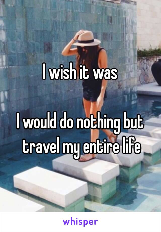 I wish it was

I would do nothing but travel my entire life