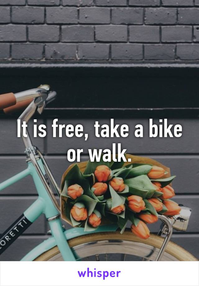 It is free, take a bike or walk.