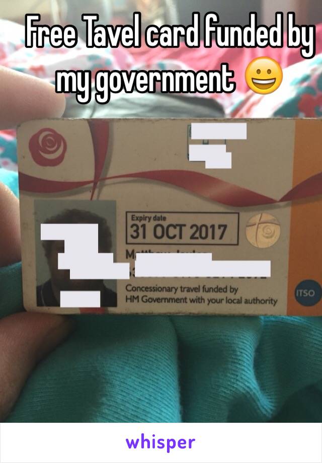 Free Tavel card funded by my government 😀