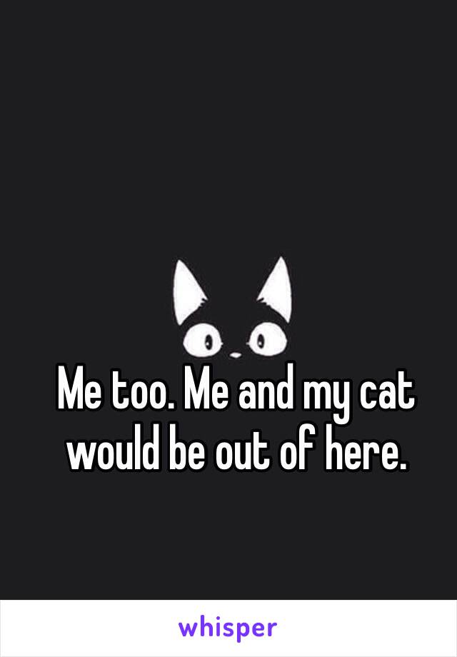 Me too. Me and my cat would be out of here.