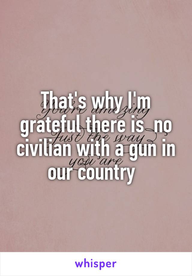 That's why I'm grateful there is  no civilian with a gun in our country  