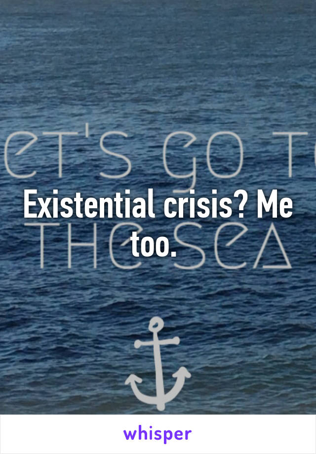 Existential crisis? Me too. 