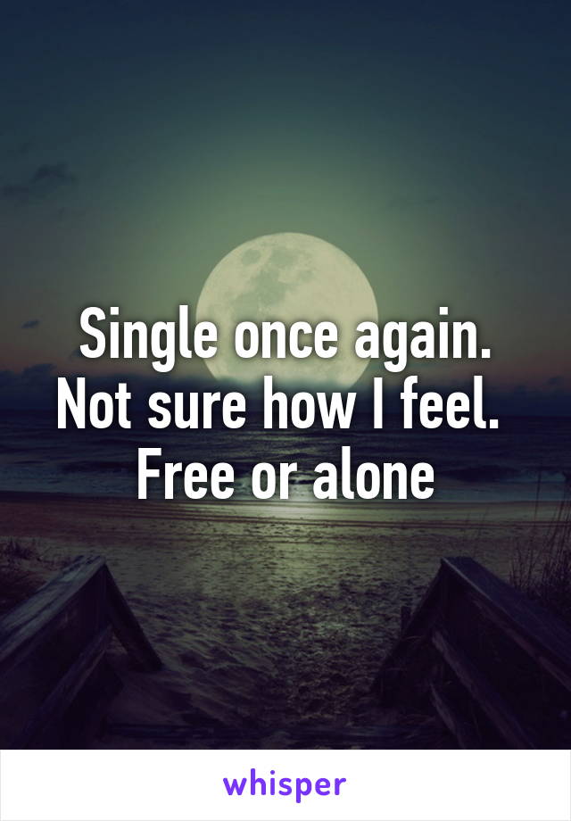 Single once again. Not sure how I feel. 
Free or alone