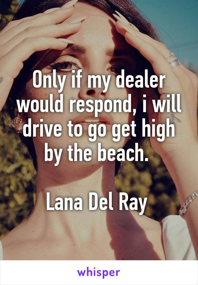 Only if my dealer would respond, i will drive to go get high by the beach. 

Lana Del Ray 