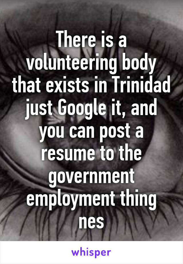 There is a volunteering body that exists in Trinidad just Google it, and you can post a resume to the government employment thing nes