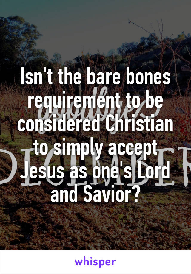 Isn't the bare bones requirement to be considered Christian to simply accept Jesus as one's Lord and Savior?