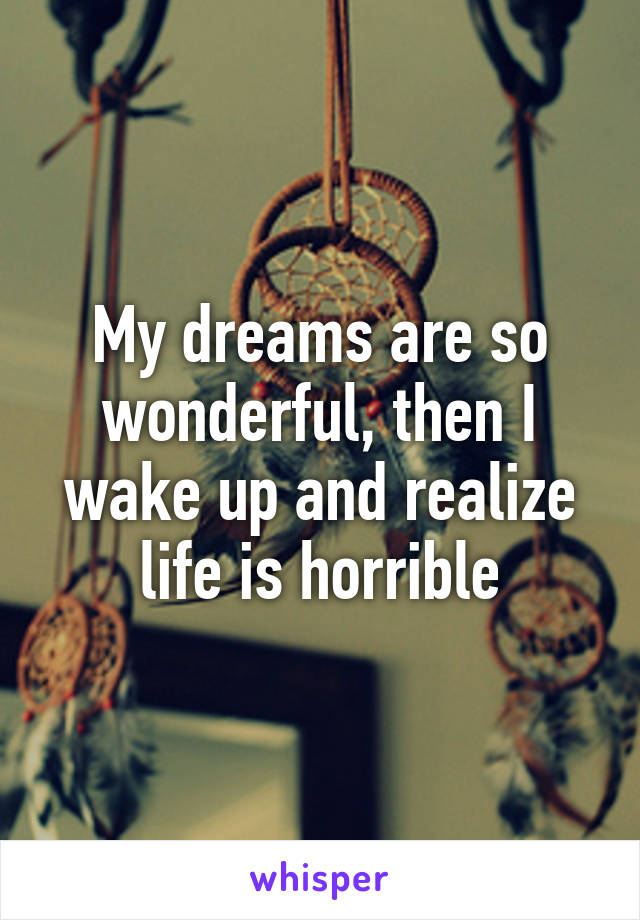 My dreams are so wonderful, then I wake up and realize life is horrible