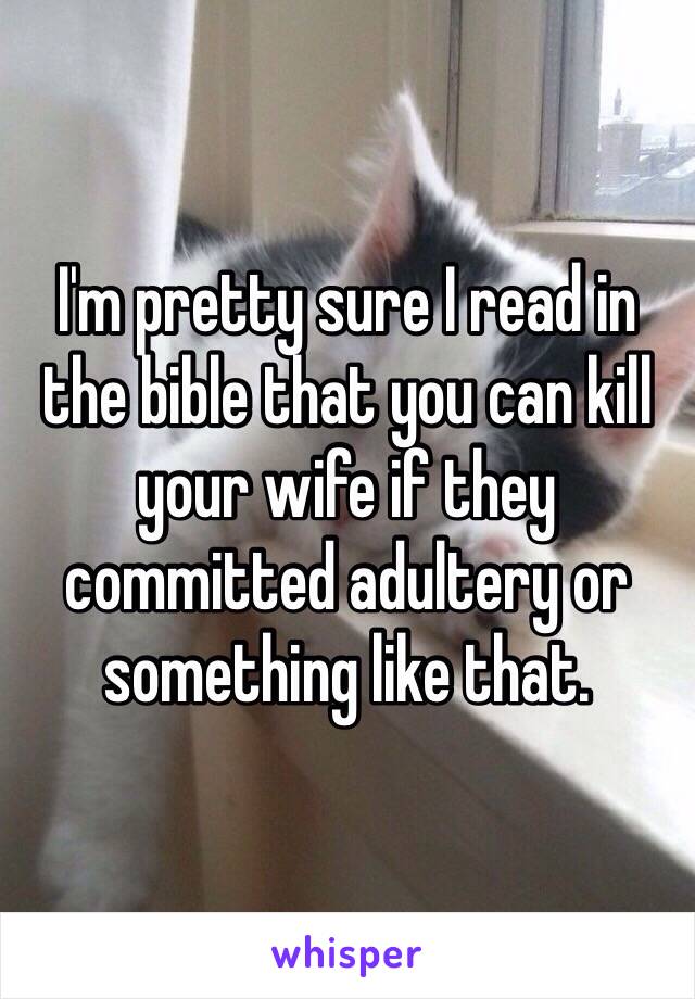 I'm pretty sure I read in the bible that you can kill your wife if they committed adultery or something like that.