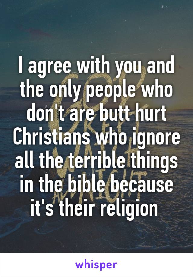 I agree with you and the only people who don't are butt hurt Christians who ignore all the terrible things in the bible because it's their religion 