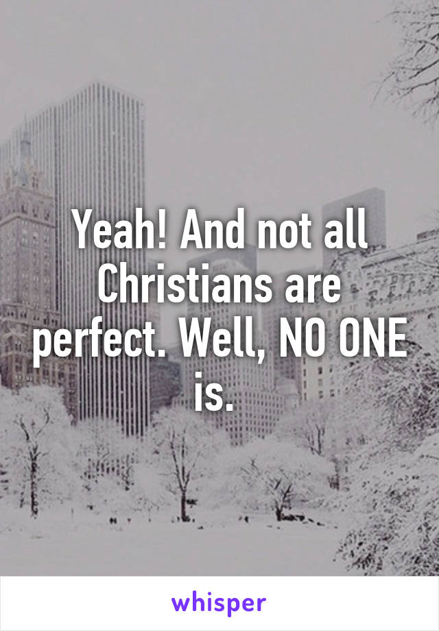 Yeah! And not all Christians are perfect. Well, NO ONE is. 