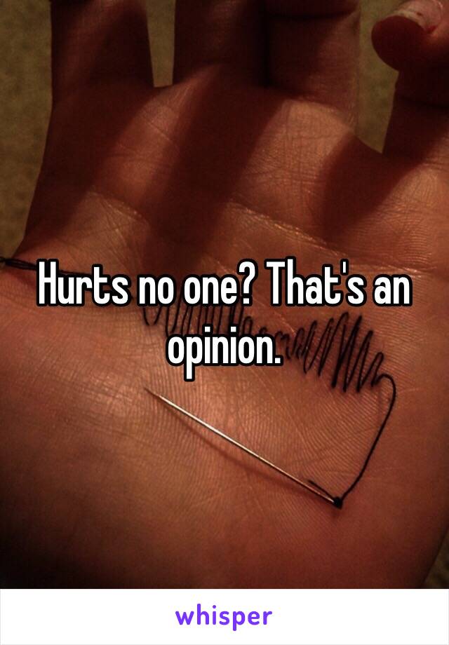 Hurts no one? That's an opinion. 