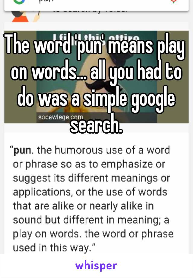 The word 'pun' means play on words... all you had to do was a simple google search.