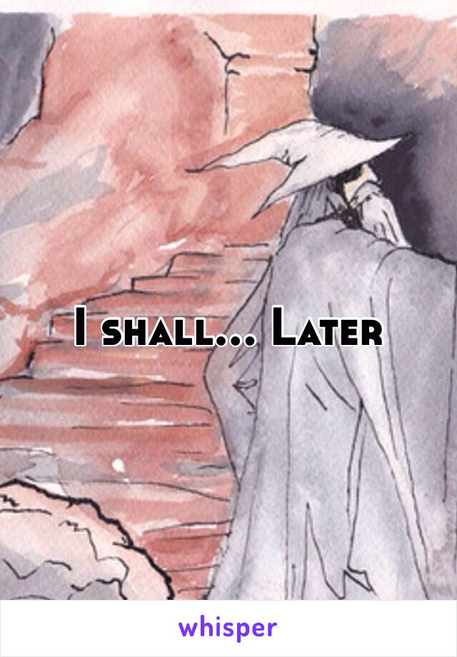 I shall... Later 