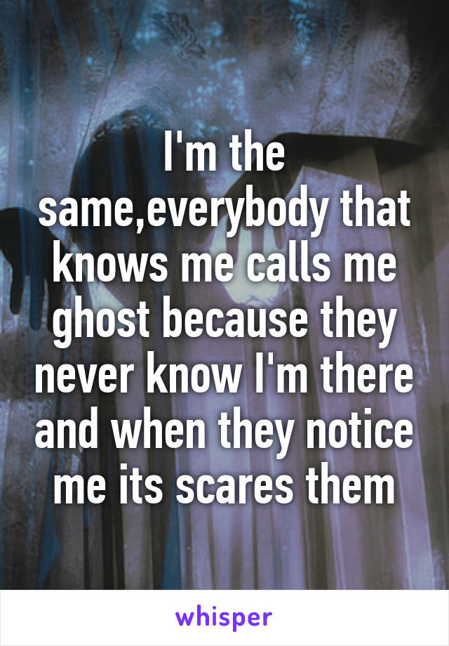 I'm the same,everybody that knows me calls me ghost because they never know I'm there and when they notice me its scares them