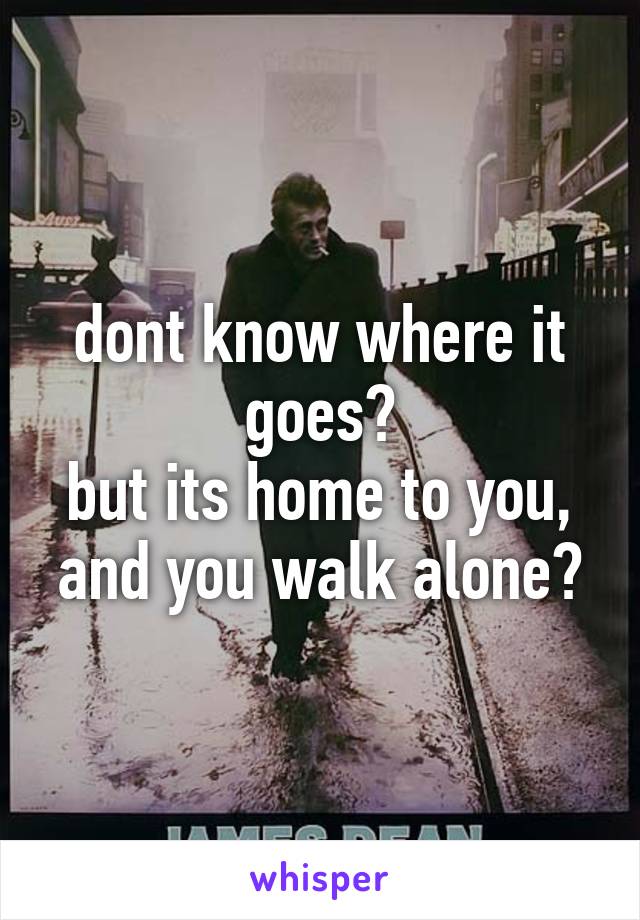 dont know where it goes?
but its home to you, and you walk alone?