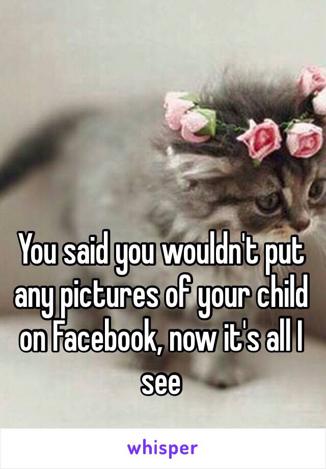 You said you wouldn't put any pictures of your child on Facebook, now it's all I see