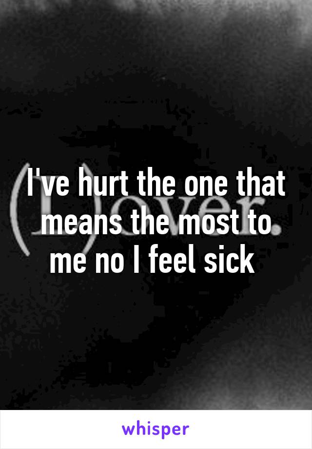 I've hurt the one that means the most to me no I feel sick 