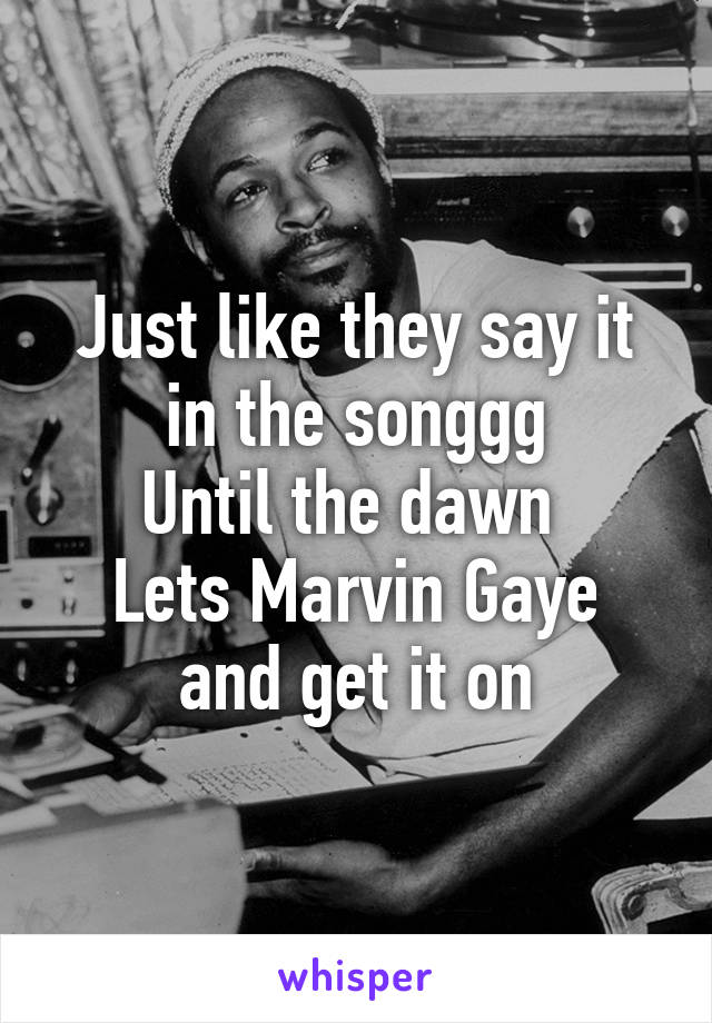 Just like they say it in the songgg
Until the dawn 
Lets Marvin Gaye and get it on