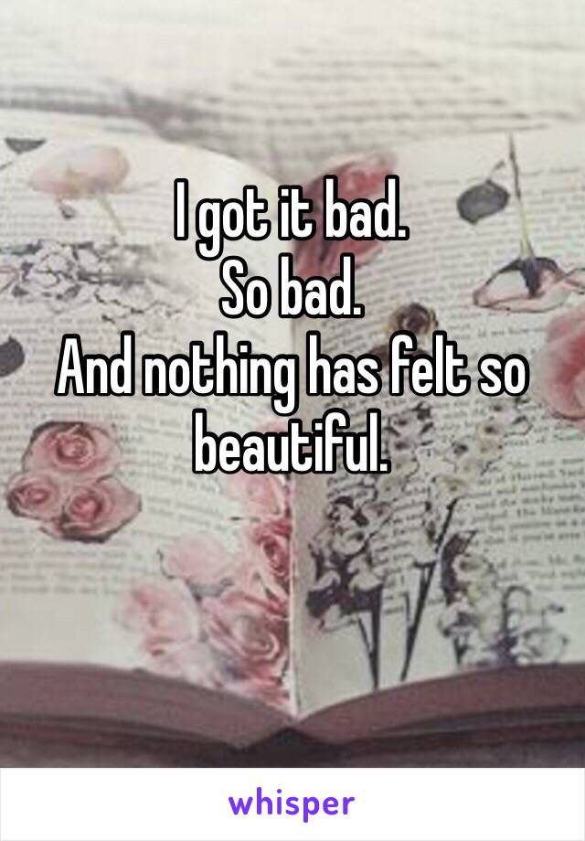 I got it bad.
So bad.
And nothing has felt so beautiful.