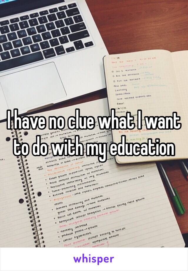 I have no clue what I want to do with my education 