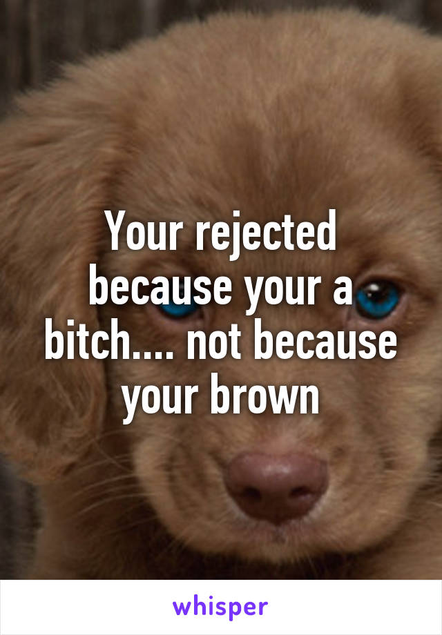 Your rejected because your a bitch.... not because your brown