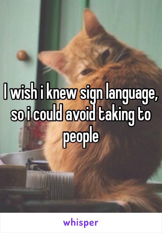 I wish i knew sign language, so i could avoid taking to people