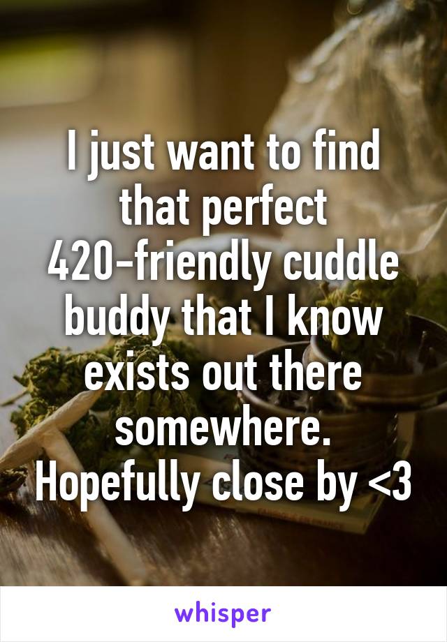 I just want to find that perfect 420-friendly cuddle buddy that I know exists out there somewhere. Hopefully close by <3