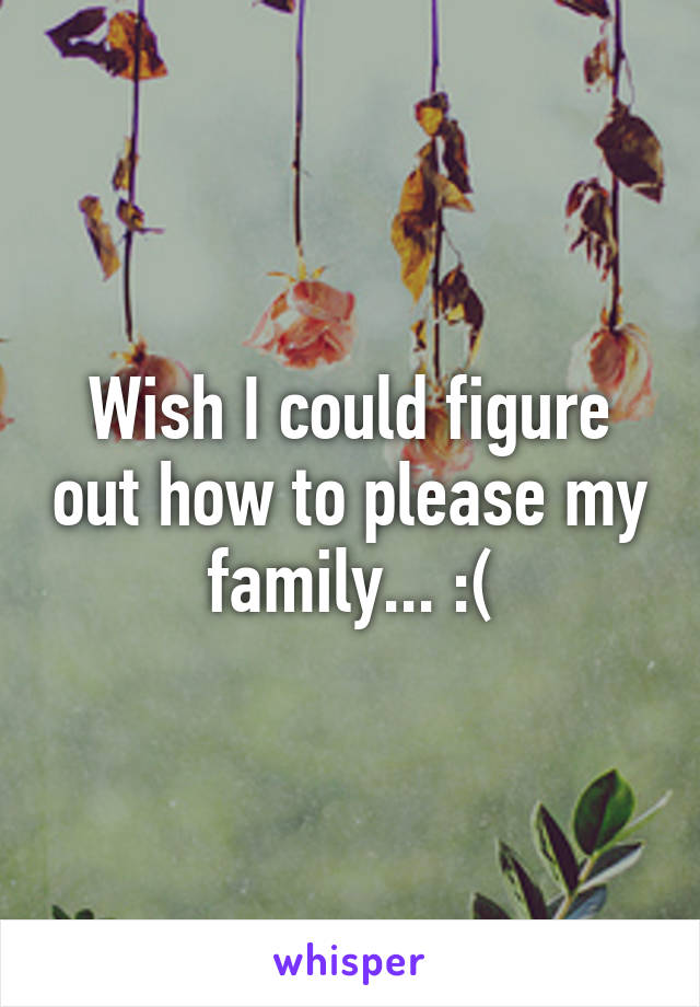 Wish I could figure out how to please my family... :(