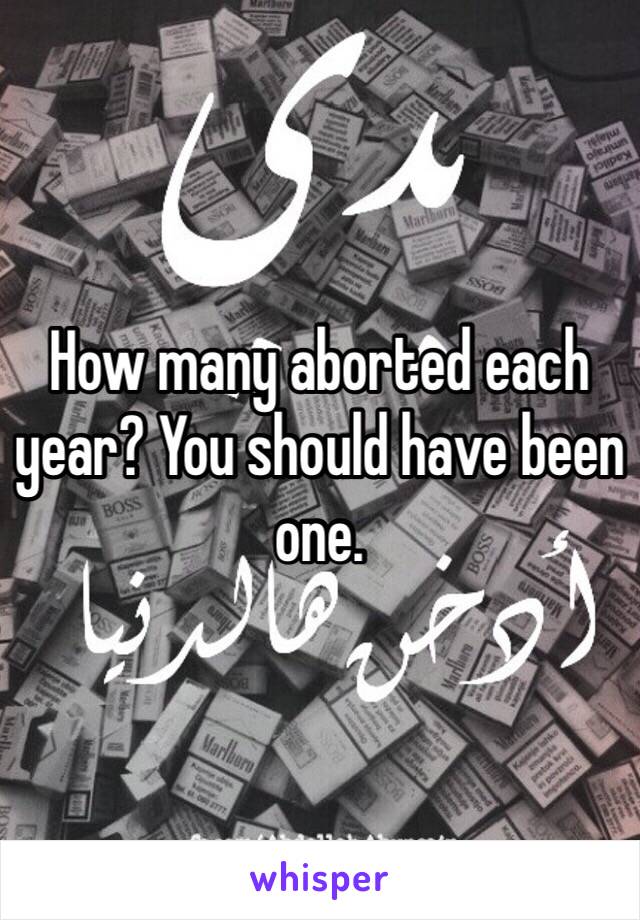 How many aborted each year? You should have been one. 