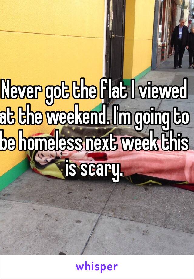 Never got the flat I viewed at the weekend. I'm going to be homeless next week this is scary. 